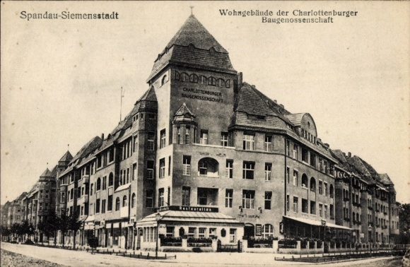Ak Berlin Spandau Siemensstadt, Wohngebäude der Charlottenburger Baugenossenschaft