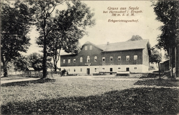 Postcard Seyde Hermsdorf in the Eastern Ore Mountains, inheritance court inn