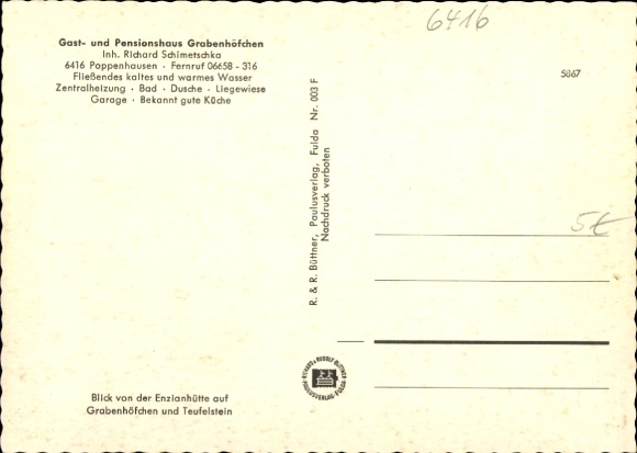 Postcard Poppenhausen at the Wasserkuppe Rhön, Gasthaus Grabenhöfchen