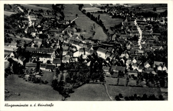 Postcard Klingenmünster on the Wine Route Palatinate, aerial photograph