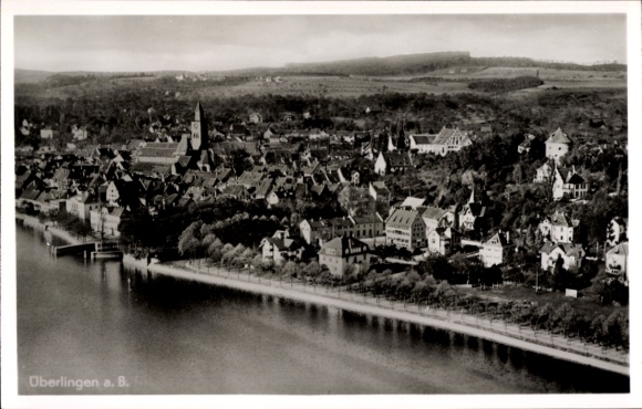 Postcard Überlingen on Lake Constance, aerial photograph