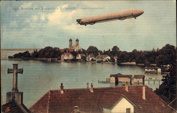 Ansichtkaart Friedrichshafen aan het Bodenmeer, Zeppelin, Koninklijk Paleis