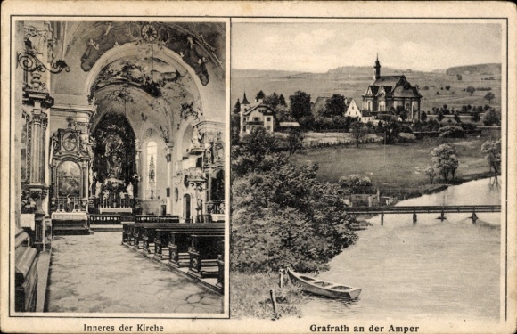 Ak Grafrath in Opper-Beieren, kerk, interieur van de kerk