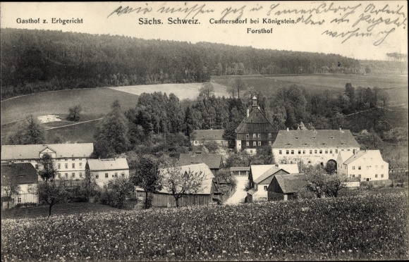 Postcard Cunnersdorf Gohrisch in Saxony, inn to the inheritance court, Forsthof