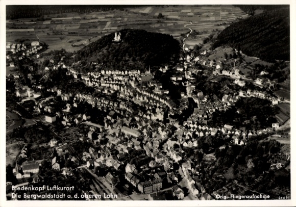 Postcard Biedenkopf an der Lahn, aerial photograph