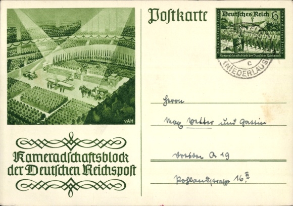 Ganzsachen Ak Kameradschaftsblock der Deutschen Reichspost