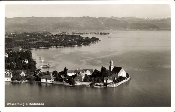 Ak Wasserburg am Bodensee Schwaben, Fliegeraufnahme