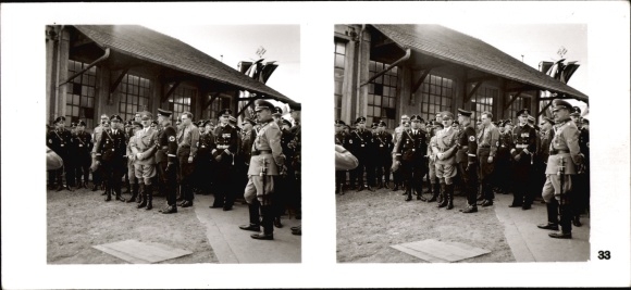 Stereo photo of Greater Germany&#39;s rebirth, Graz Waggonfabrik, Führer Adolf Hitler