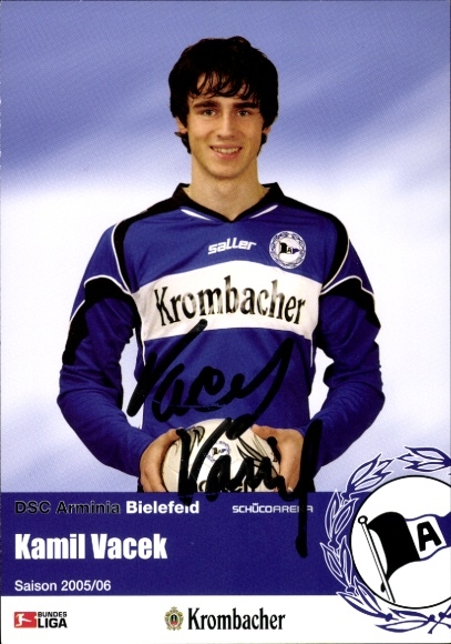 Autograph card footballer Kamil Vacek, DSC Arminia Bielefeld, autograph