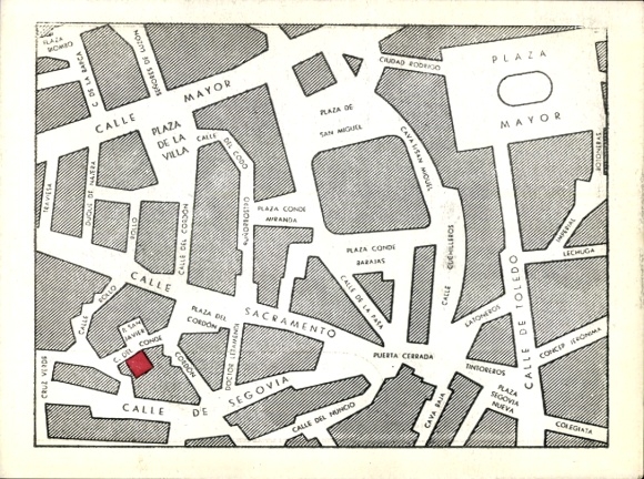 Postcard San Javier Murcia city Spain, view into the cafe, street map on the back