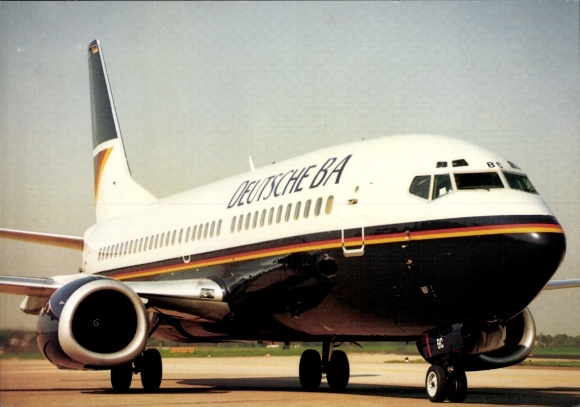 Postcard Boeing 737-300, passenger aircraft, Deutsche BA