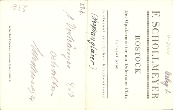 Postcard Hansestadt Rostock, optician Schollmeyer, Doberaner Platz, shop window, expert service