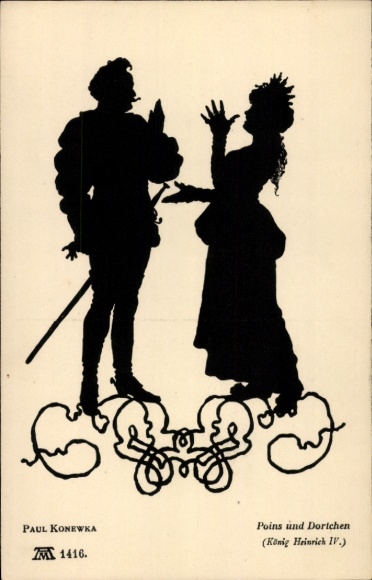Paper cutting artist Postcard Konewka, Paul, Poins and Dortchen, King Henry IV, Ackermanns 1416