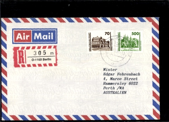 Michel nr 3348, 3352, list lotniczy R, etykieta „O” R