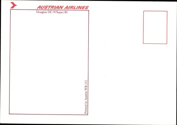 Postcard Douglas DC 9 Super 80, Austrian Airlines, Austrian passenger aircraft