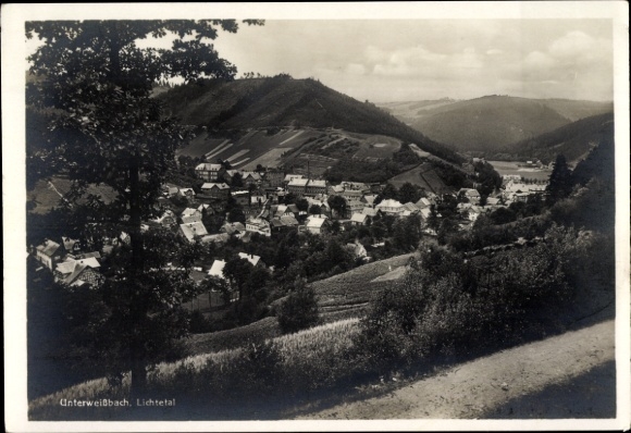 KP Unterweißbach Turyngia, widok na Unterweißbach w Lichtetal, Schwarzatal, Turyngia