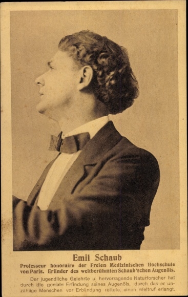 Postcard Emil Schaub, Professor honoraire of the Free Medical School of Paris