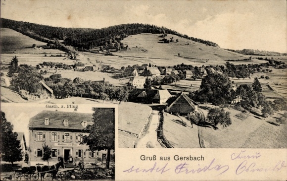 Postcard Gersbach Schopfheim in the Black Forest Baden, general view, Gasthaus zum Pflug