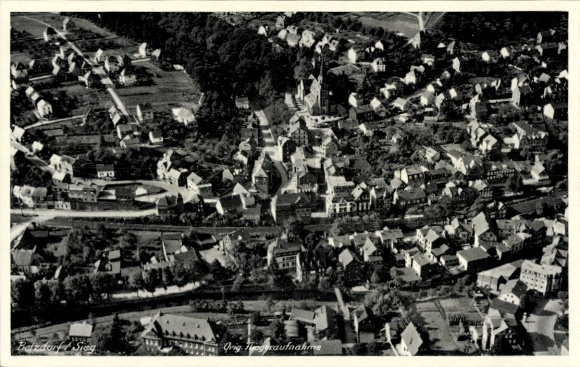 Postcard Betzdorf on the Sieg, aerial photograph