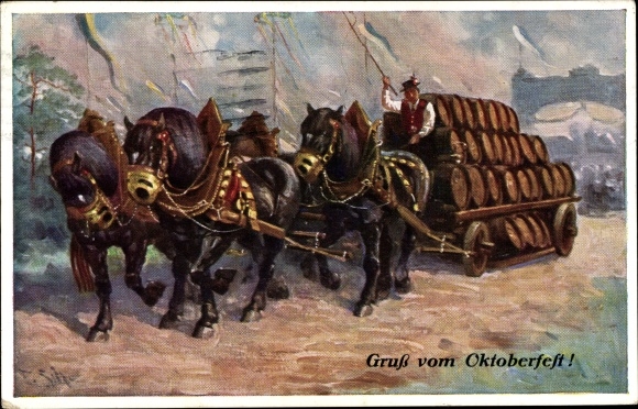 Artist PC Greetings from the Oktoberfest, horse-drawn carriage, beer carriage