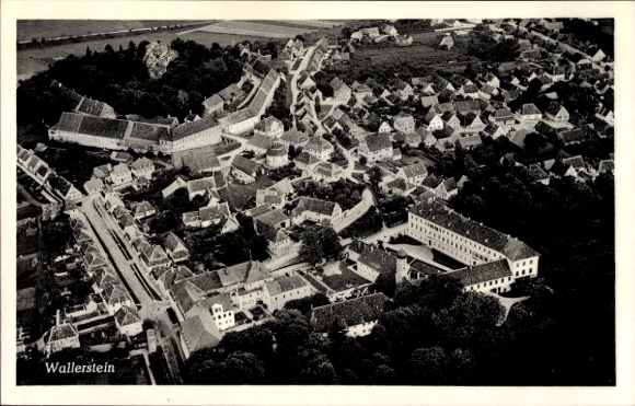 Postcard Wallerstein in Swabia, aerial photograph