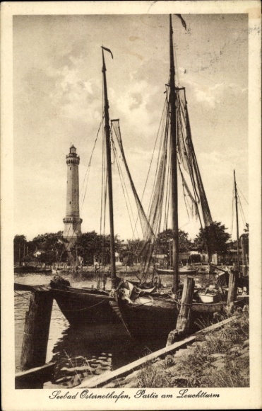 Postcard Chorzelin Easter emergency harbor Świnoujście Świnoujście Pomerania, part at the lighthouse