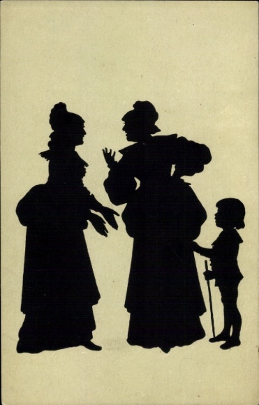 Paper cutting artist Postcard Konewka, Paul, Mrs. Page and Mrs. Fluth