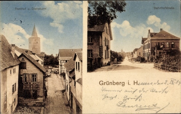 PC Grünberg in Hesse, Bahnhofstrasse, Renthof, Diebsturm