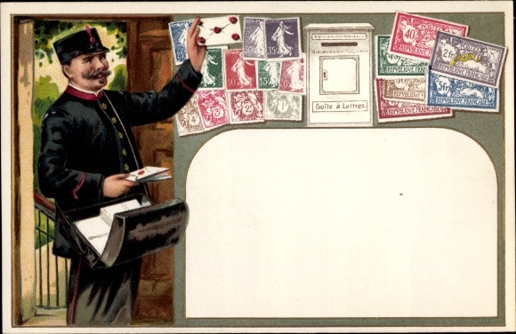 Embossed stamps PC Postman, French stamps