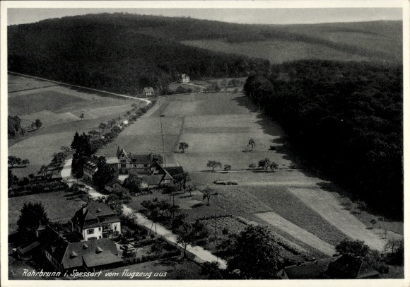 Postcard Rohrbrunn Weibersbrunn in the Spessart, landscape photo, Spessart, from the airplane