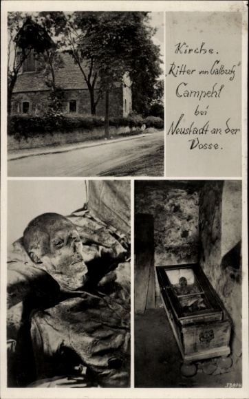 Postcard Campehl Neustadt Dosse, Knights of Calbutz, church