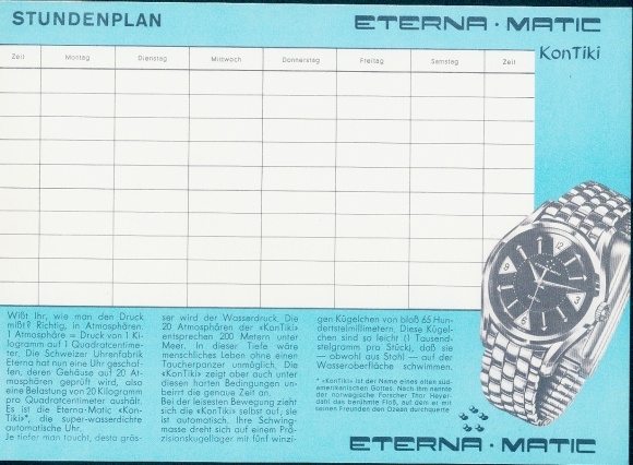 Timetable Advertising, Eterna Matic, Watches, by Divers and Watches, Shark