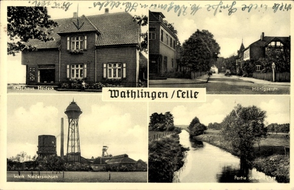 Postcard Wathlingen in Lower Saxony, Heideck Department Store, Hänigserstraße, Lower Saxony Plant