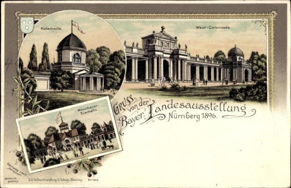 Chromo-Litho Nuremberg in Middle Franconia Bavaria, State Exhibition 1896, Kunsthalle, West Colonnade