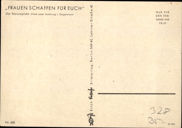 Artist Postcard Gagelmann, women create for you, stenographer at the typewriter, No. 650