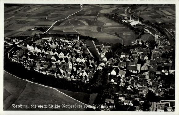 Postcard Berching in the Franconian Alb Upper Palatinate, aerial photograph