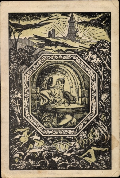 Postcard Bad Frankenhausen in the Kyffhäuser district, 25th anniversary of the Kyffhäuser monument in 1921