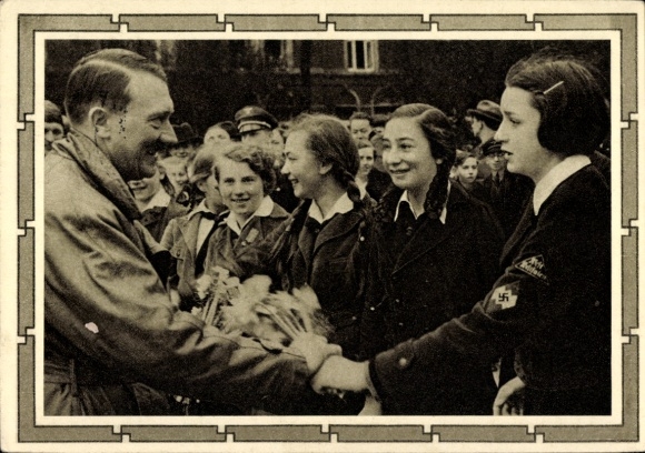 Postal stationery Postcard Führer and Reich Chancellor Adolf Hitler, well-wishers, BDM