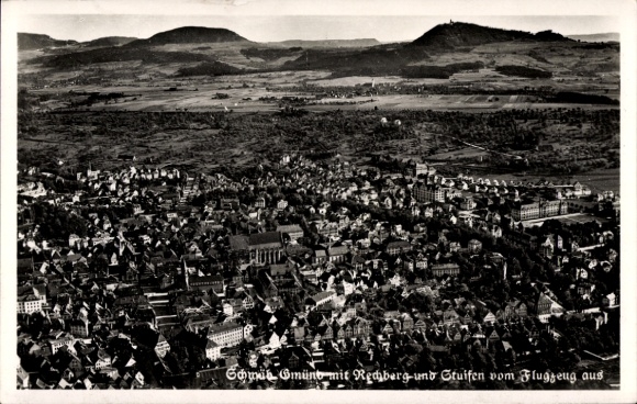 Postcard Rechberg Schwäbisch Gmünd in the Ostalbkreis, aerial photograph