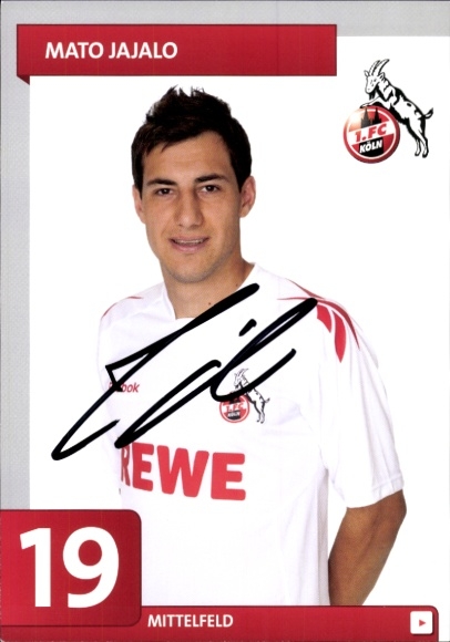 Autogrammkarte Fußballer Mato Jajalo, 1. FC Köln, Autogramm