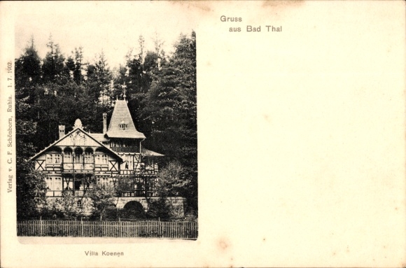 Postcard Bad Thal Ruhla in Thuringia, Villa Koenen