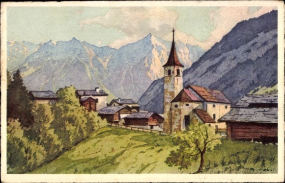 KP Montreux Canton Vaud Szwajcaria, krajobraz górski, kościół, domy, drzewa, brak osobowości,