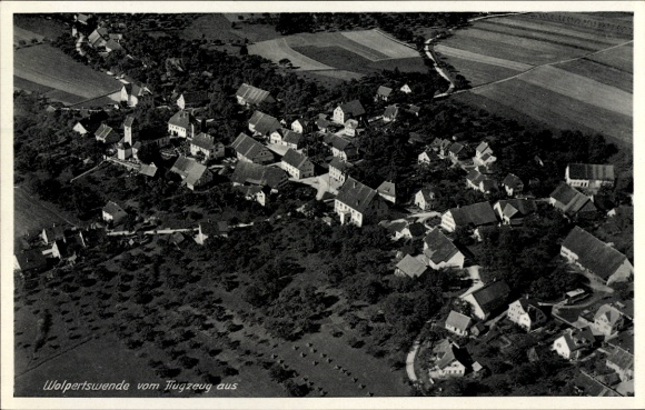 Postcard Wolpertswende in Württemberg, aerial photograph
