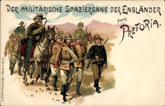 Litografia Wojskowy marsz Anglików do Pretorii, wojna burska