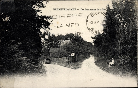 Postcard Berneval le Grand Petit Caux Seine Maritime, Les deux routes de la Mer