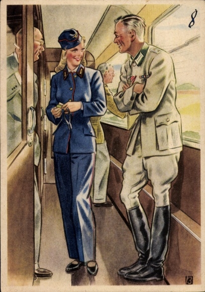 Künstler Ak Becker, Frauen schaffen für euch, Zugschaffnerin, Wehrmacht, Nr. 653
