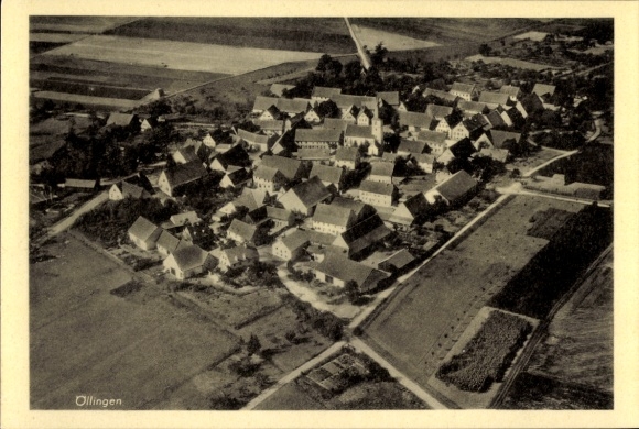 Postcard Oellingen Gelchsheim in Lower Franconia, aerial photograph
