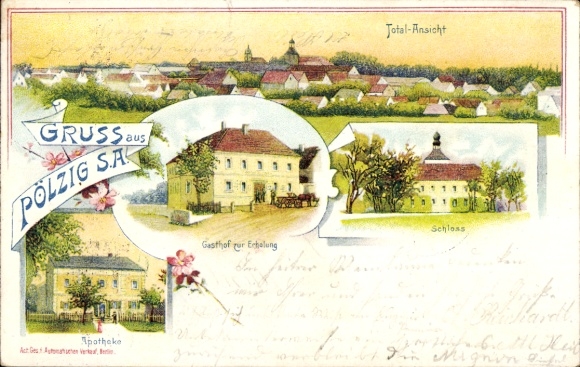 Chromo-Litho Pölzig in Thuringia, guesthouse for relaxation, pharmacy, castle, total
