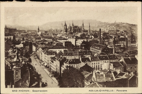 Ak Aachen, Panoramablick auf  Stadtansicht, alte Gebäude, keine Personen