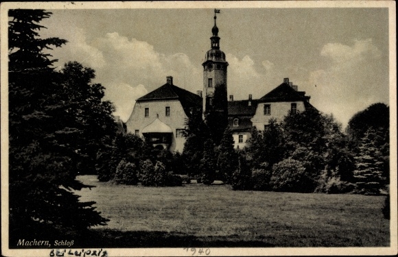 Postcard Machern in Saxony, castle, exterior view